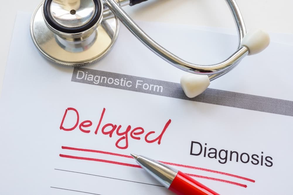 Diagnostic form with inscription delayed diagnosis.