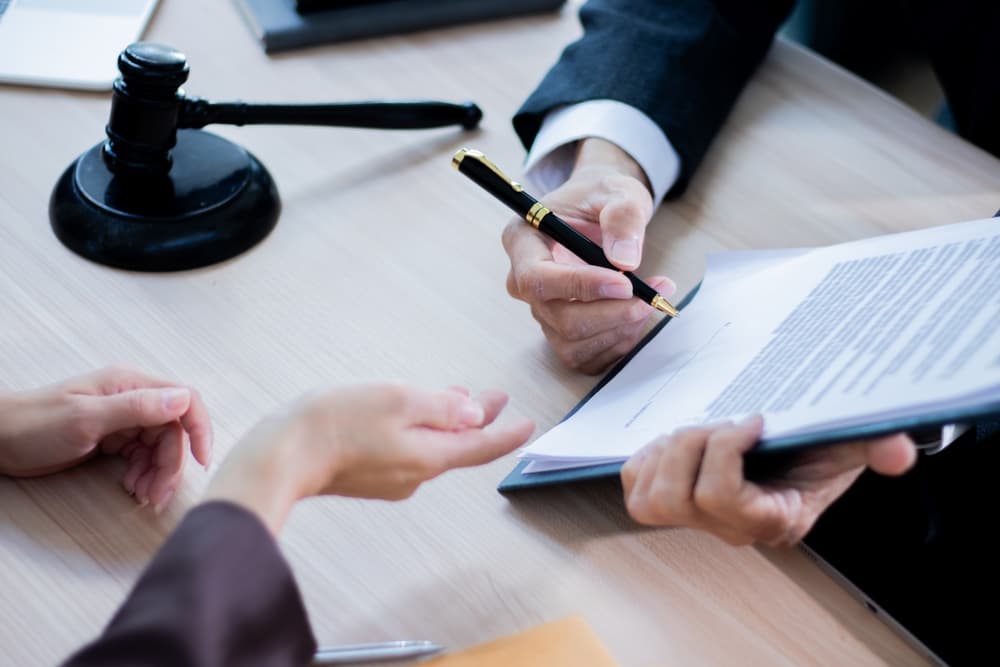 Law offices and desks where judges and legal assistants discuss and advise on legal matters.